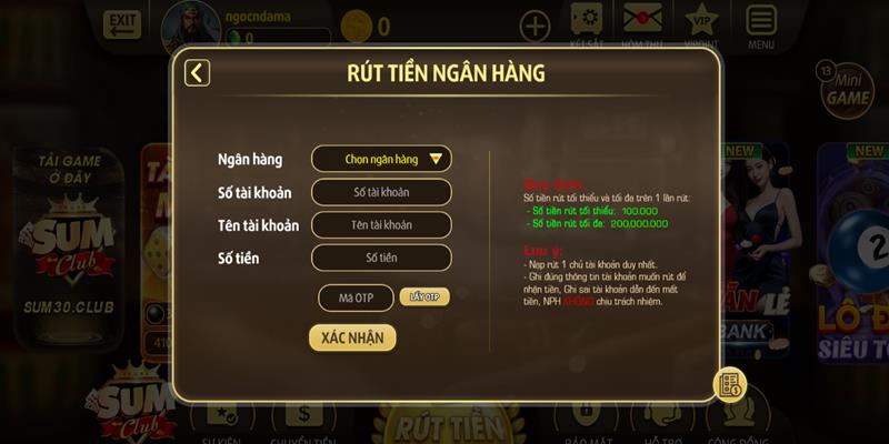 Một số lưu ý cần quan tâm khi rút tiền Sumclub 